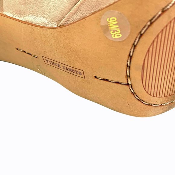 VINCE CAMUTO Niomi Tan Leather Round‎ Toe Platform Stilettos - Picture 7 of 10